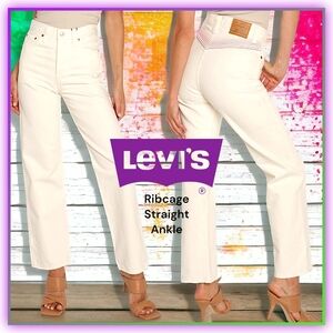 NEW! Levis Ribcage Straight Ankle Chasing Rainbows Embroidered size 31